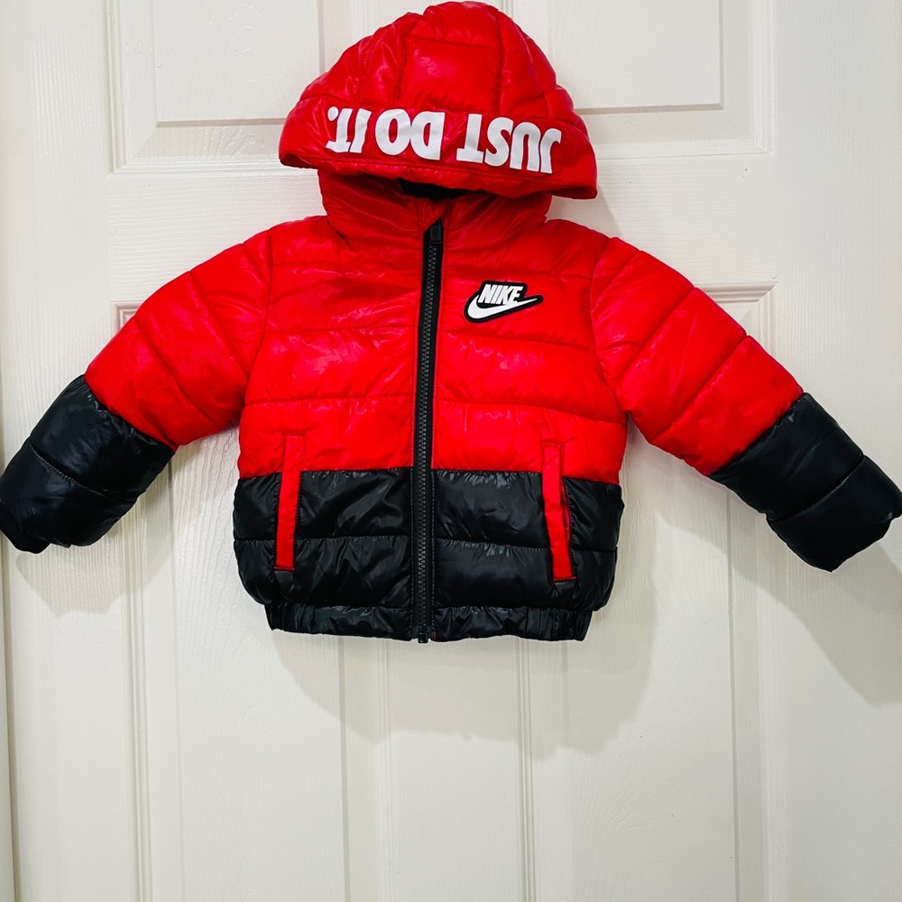 Nike Kids' Red and Black Hooded Jacket
